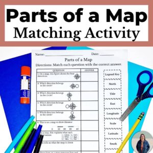 Teach the compass rose with the parts of a map activity