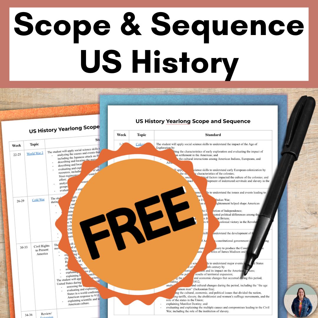 Free US History Scope and Sequence Pacing Guide