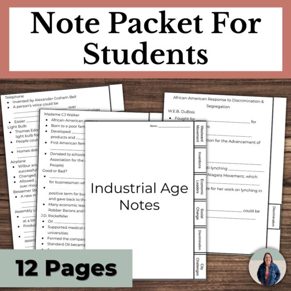 American Industrial Revolution unit guided note packet