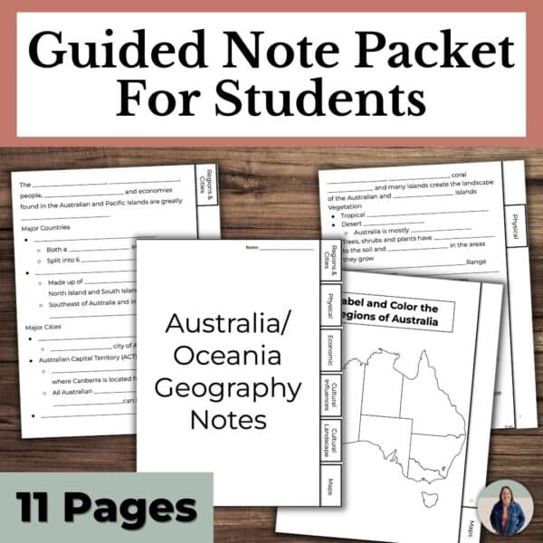 Australia Geography unit guided notes