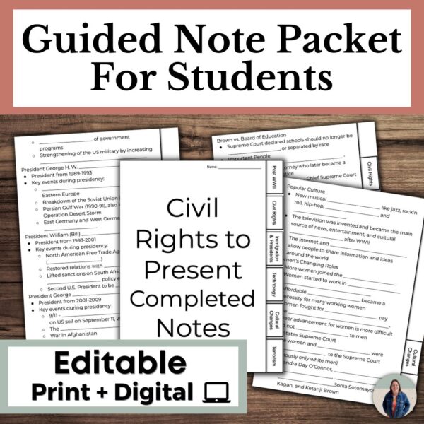 Civil Rights Movement Unit guided notes
