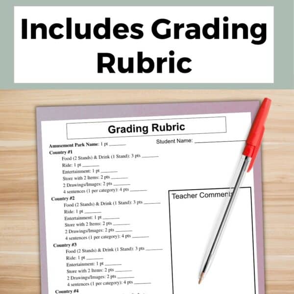 Create a Theme Park Project rubric