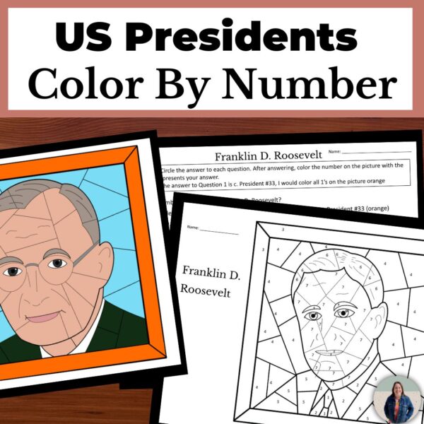 Truman and Roosevelt President color by number