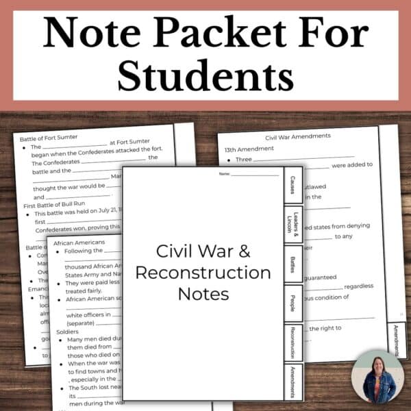 civil war and reconstruction era unit guided notes