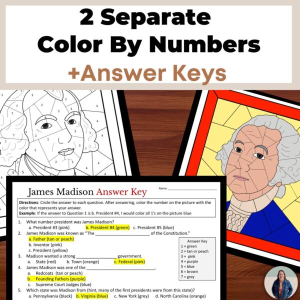 James Madison and George Washington Color By Number