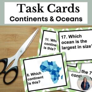 Continents and Oceans Task Cards