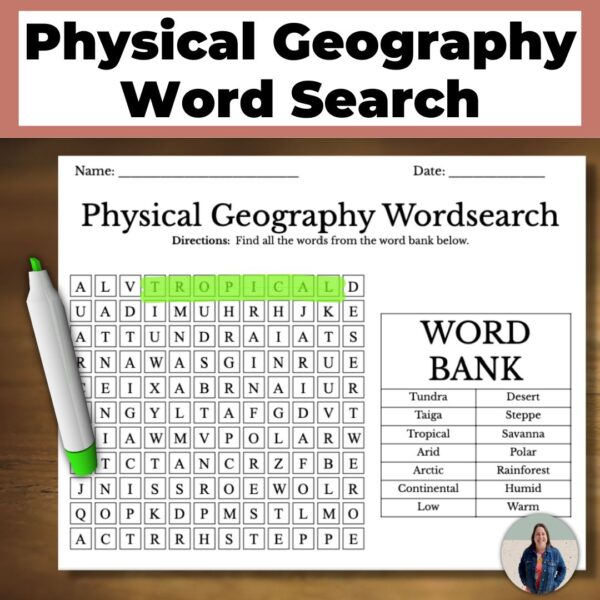 physical geography unit word search