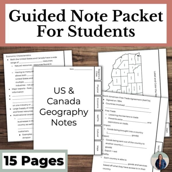 us and canada geography guided notes