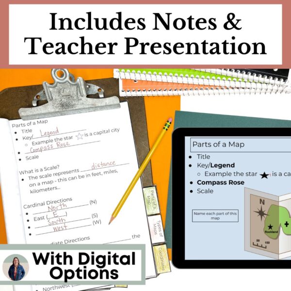 editable Geography Skills Presentation and guided note packet