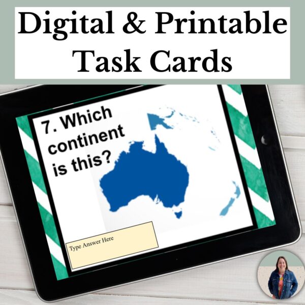 digital Continents and Oceans Task Cards