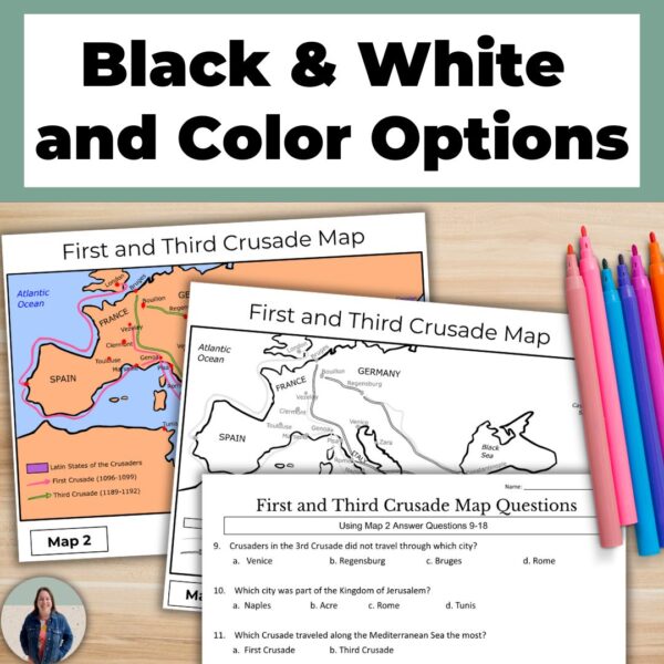 Europe in the Middle Ages Black and White and Color Map Activities